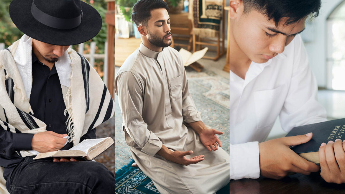 3 Men Praying--Jewish, Muslim, Christian